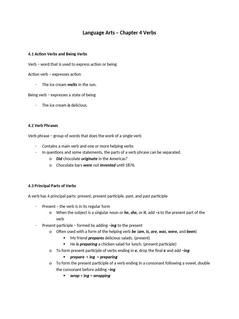 English Chapter 4 Notes | PDF | Verb | Grammatical Tense