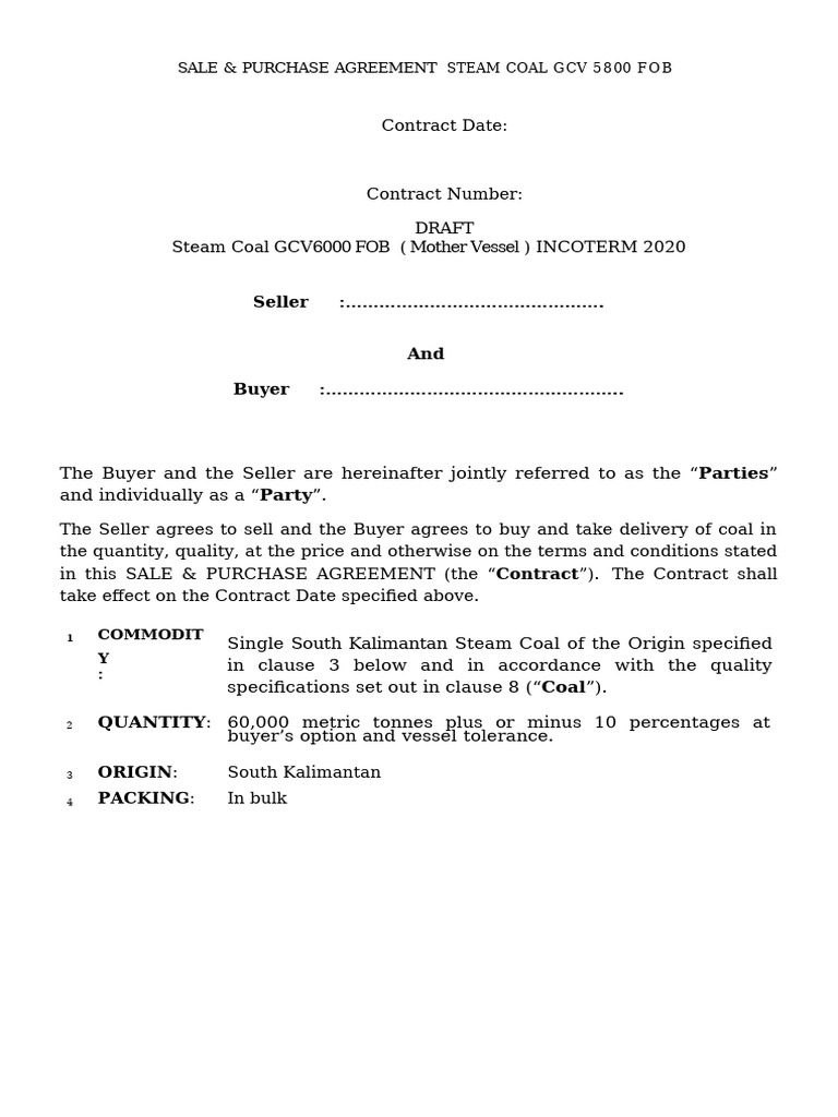 SK - Draft of Buyer's SPA of GAR 6000-5800 in South Kalimantan | PDF