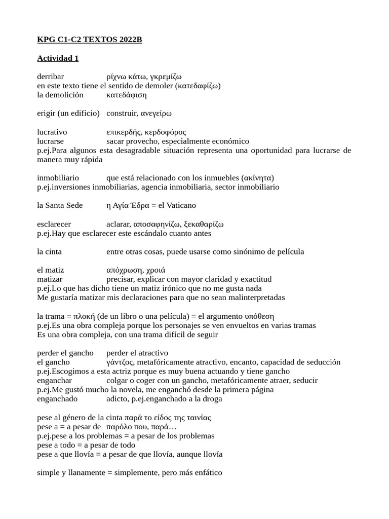 Vocabulario de Textos de c1-c2 2022b | PDF