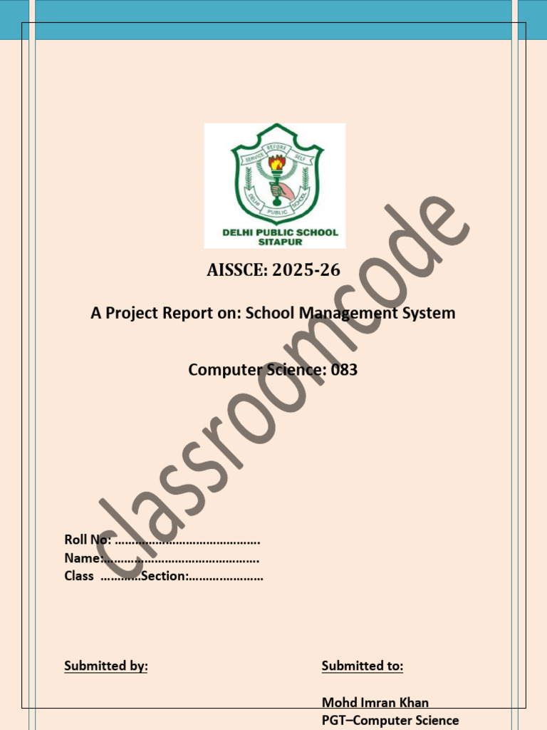 Class 12 Project School Management System | PDF | Databases ...