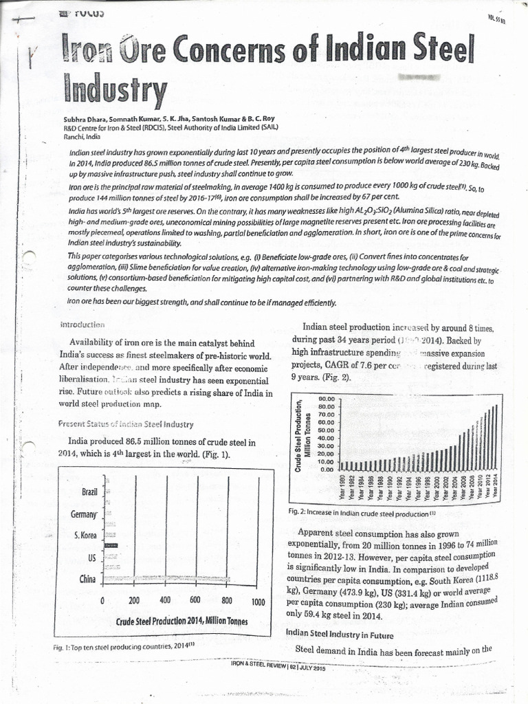 2015 Iron Ore Concerns of Indian Steel Industry | PDF | Iron Ore | Iron