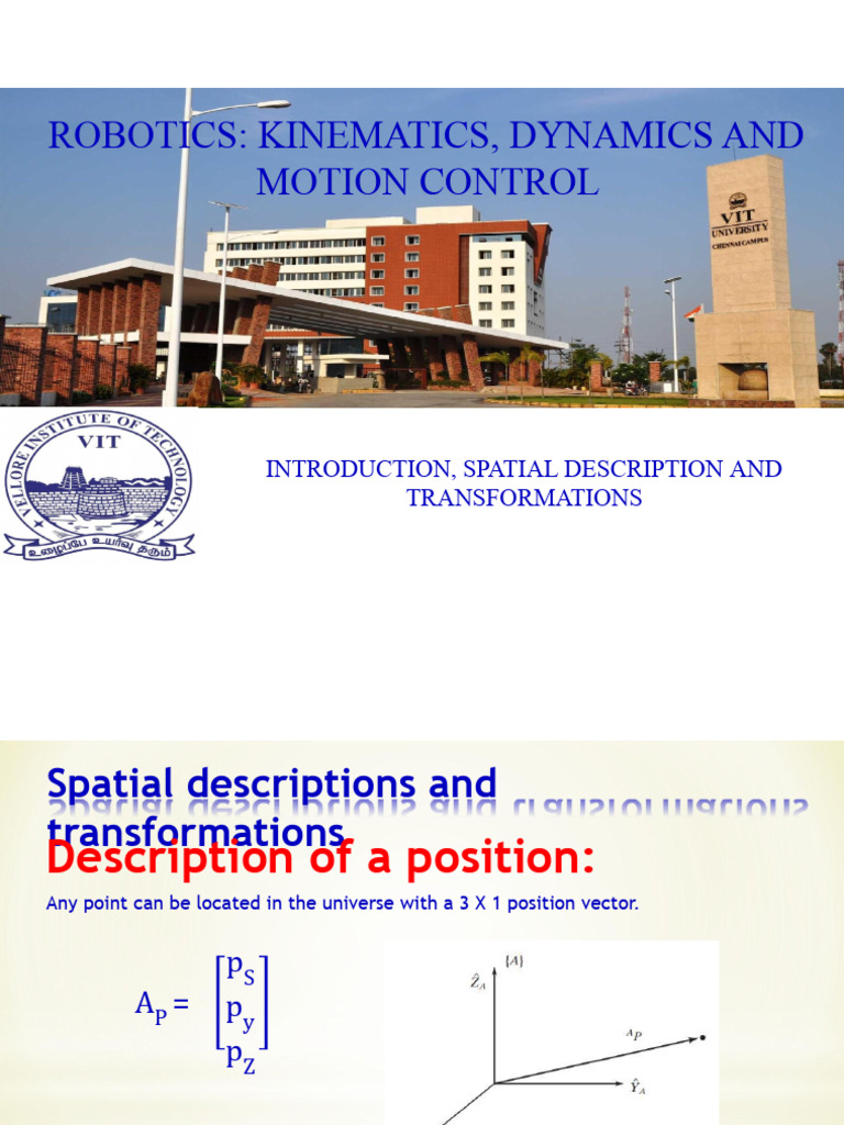1.4 Spatial Descriptions and Transf | PDF | Euclidean Vector | Rotation