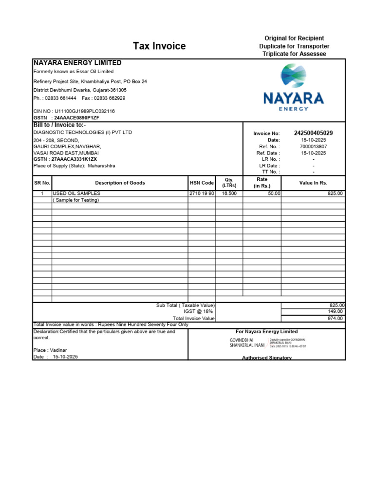 7000013807 invoice | PDF | Government Finances | Taxes