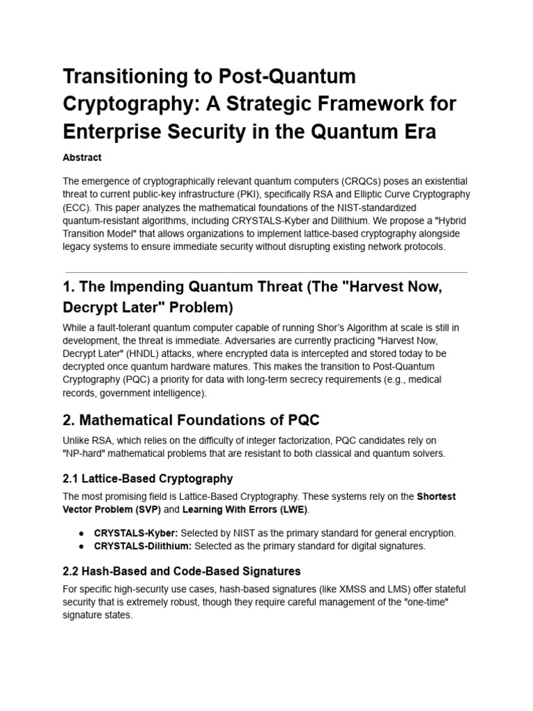Post Quantum Cryptography Transitions 2026 | PDF | Cryptography ...