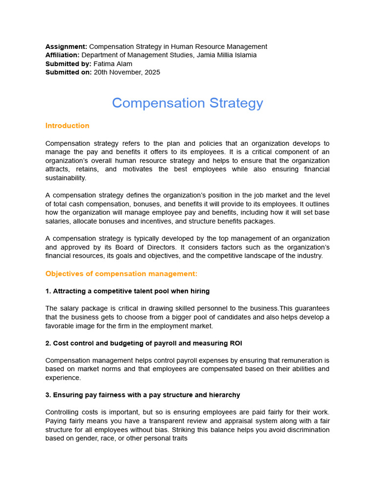 Assignment - Compensation Strategy | PDF | Employment | Incentive