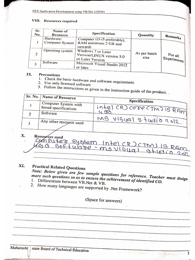 22034 Gui Application Using Vb.net Lab Manual Answer | PDF