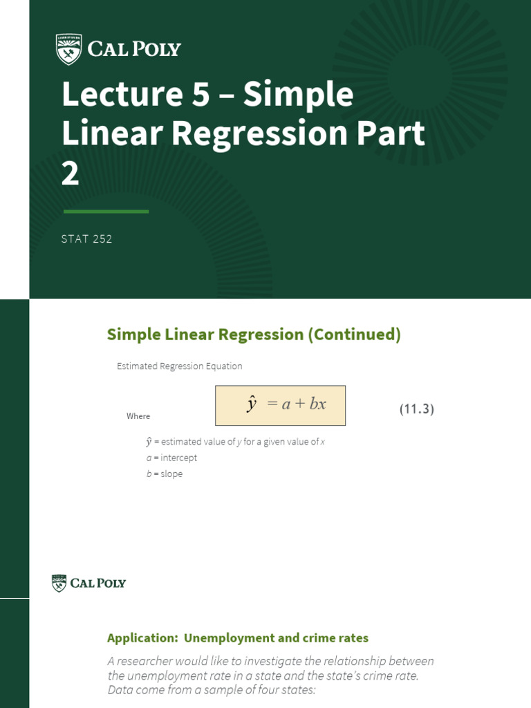 Lecture 6 Simple Linear Regression Part 2 | PDF | Errors And Residuals ...