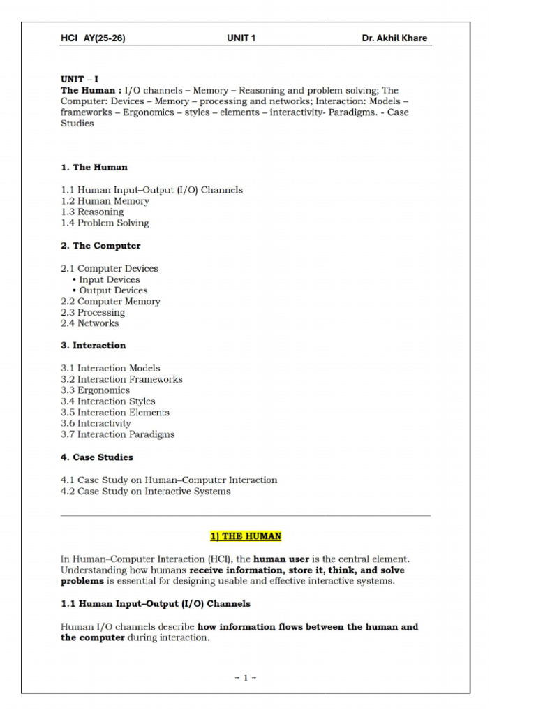 HCI Unit1 - DR AK | PDF