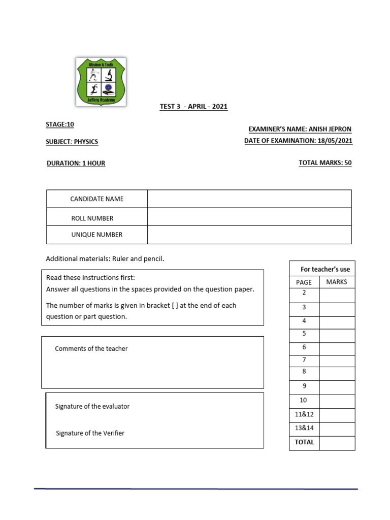 Year 10-Test 3 - May 2021 | PDF | Heat | Heat Capacity