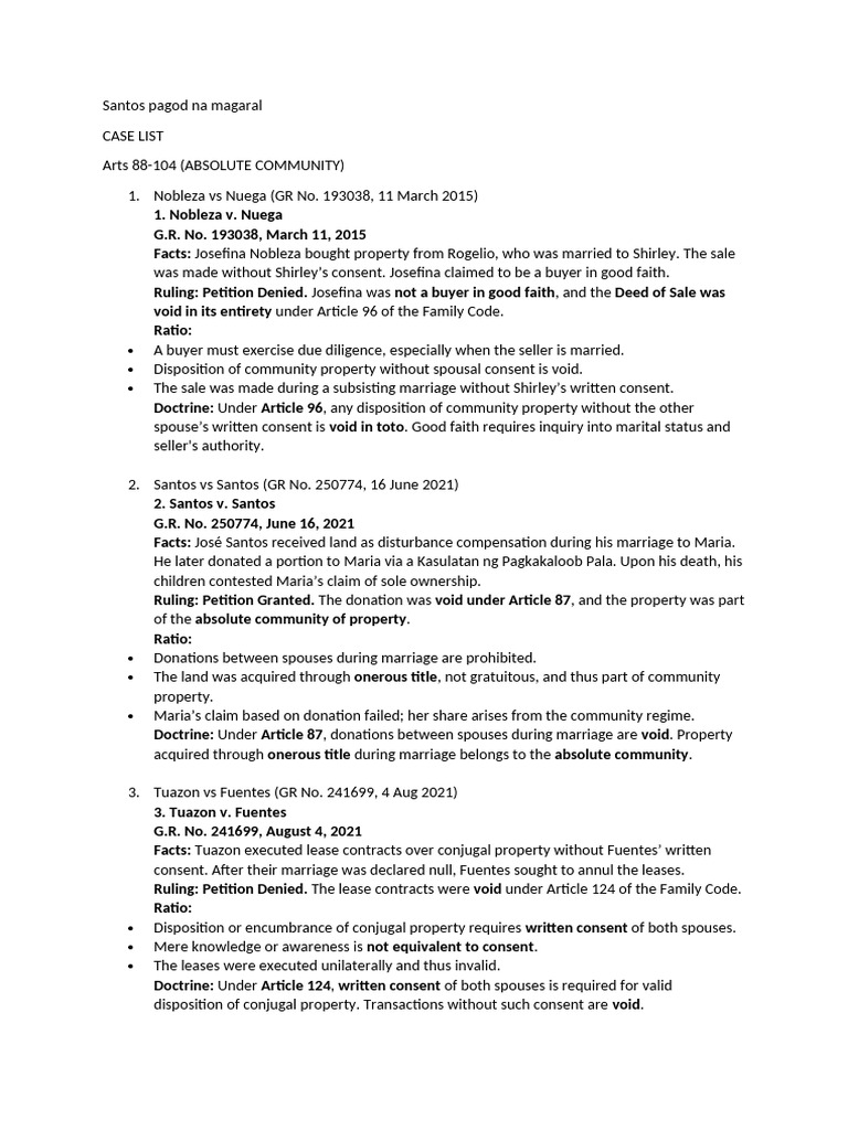 Santos Case List 88 148 FCP | PDF | Annulment | Divorce