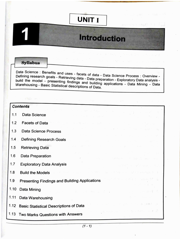 FDS unit 1 | PDF