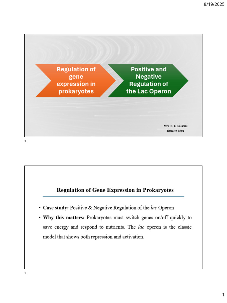 Lect 3 Regulation of Gene Expression3 250819 104407 | PDF | Operon ...