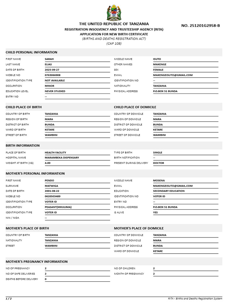 Application Form 20251201B 3137 | PDF | Authentication | Kinship And ...