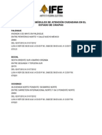 Directorio de Módulos de Atención Ciudadana en El Estado de Chiapas