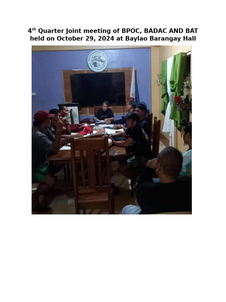 4th Quarter Joint Meeting of BPOC | PDF