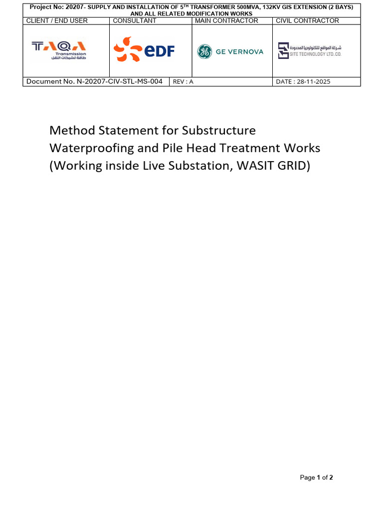MSRA For Substructure Waterproofing and Pile Head Treatment Work - Rev ...