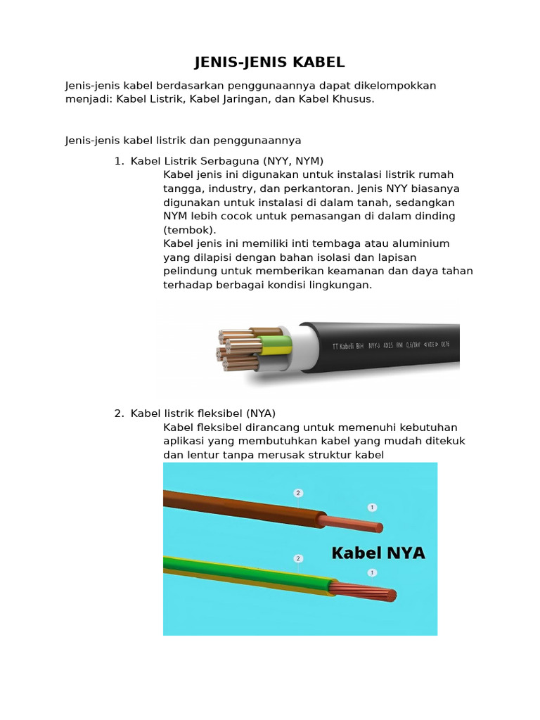 JENIS-Jenis Kabel Listrik | PDF