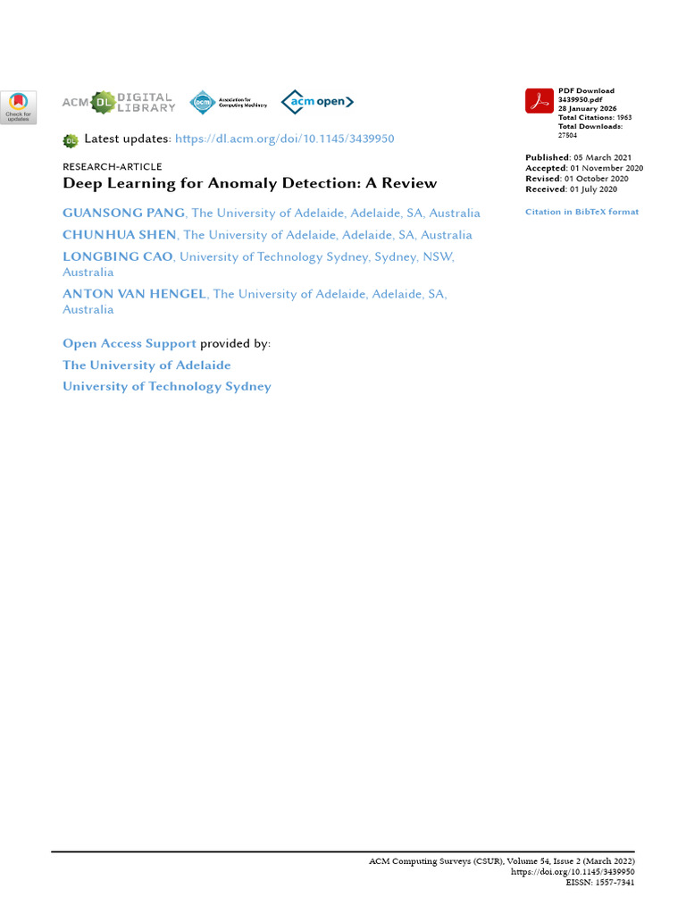 Deep Learning for Anomaly Detection-A Review | PDF | Deep Learning ...