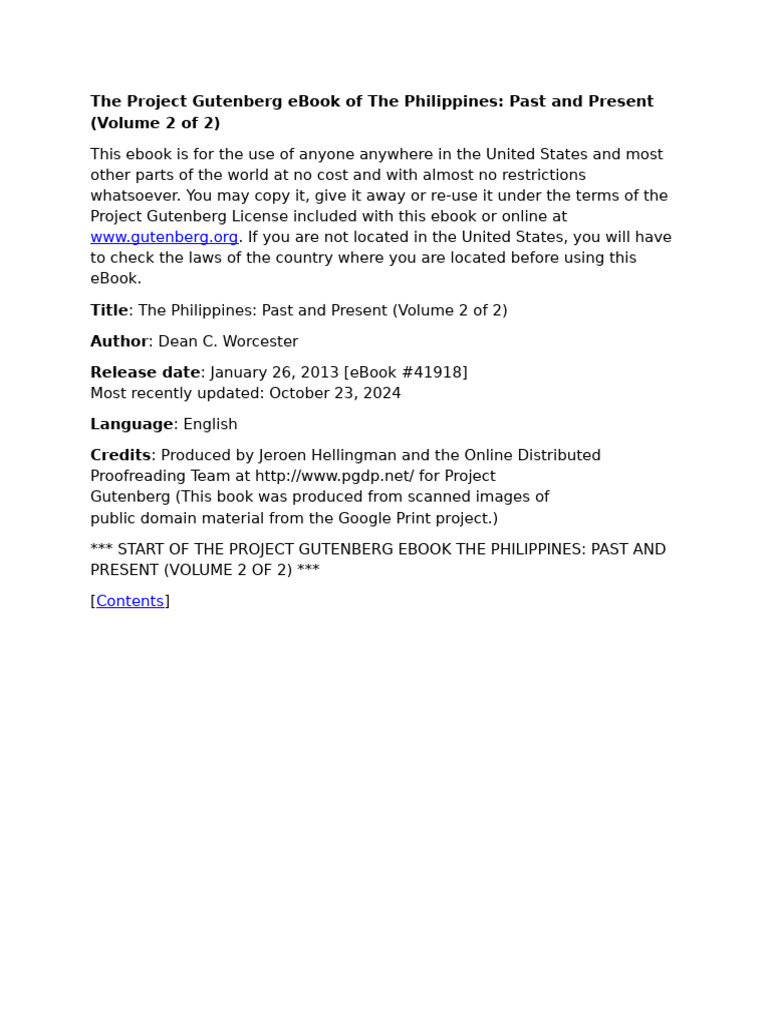 The Project Gutenberg Ebook of The Philippines | PDF | Project ...