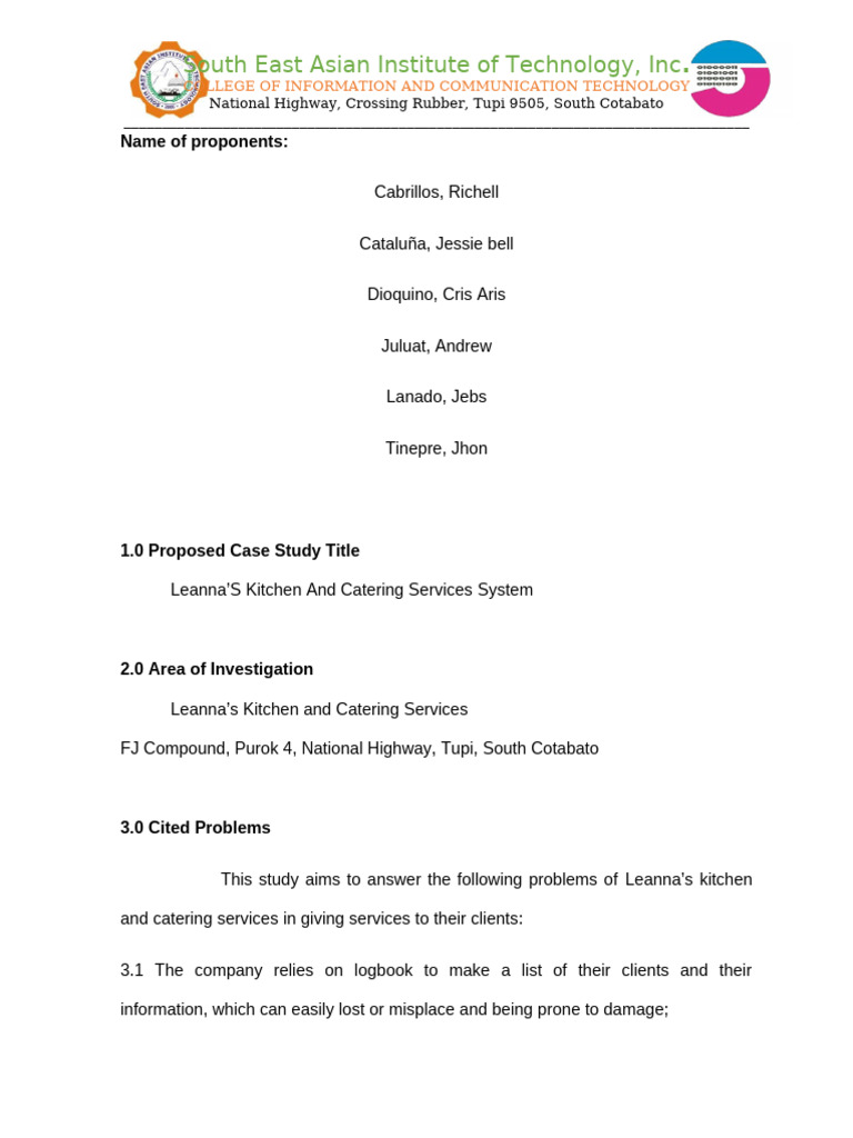 Catering Services System_Title Proposal-3 | PDF | Information And ...