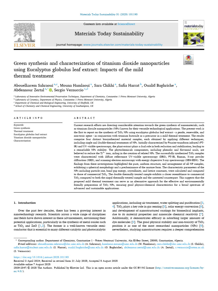 Green Synthesis and Characterization Recent 2025 | PDF | Spectroscopy ...