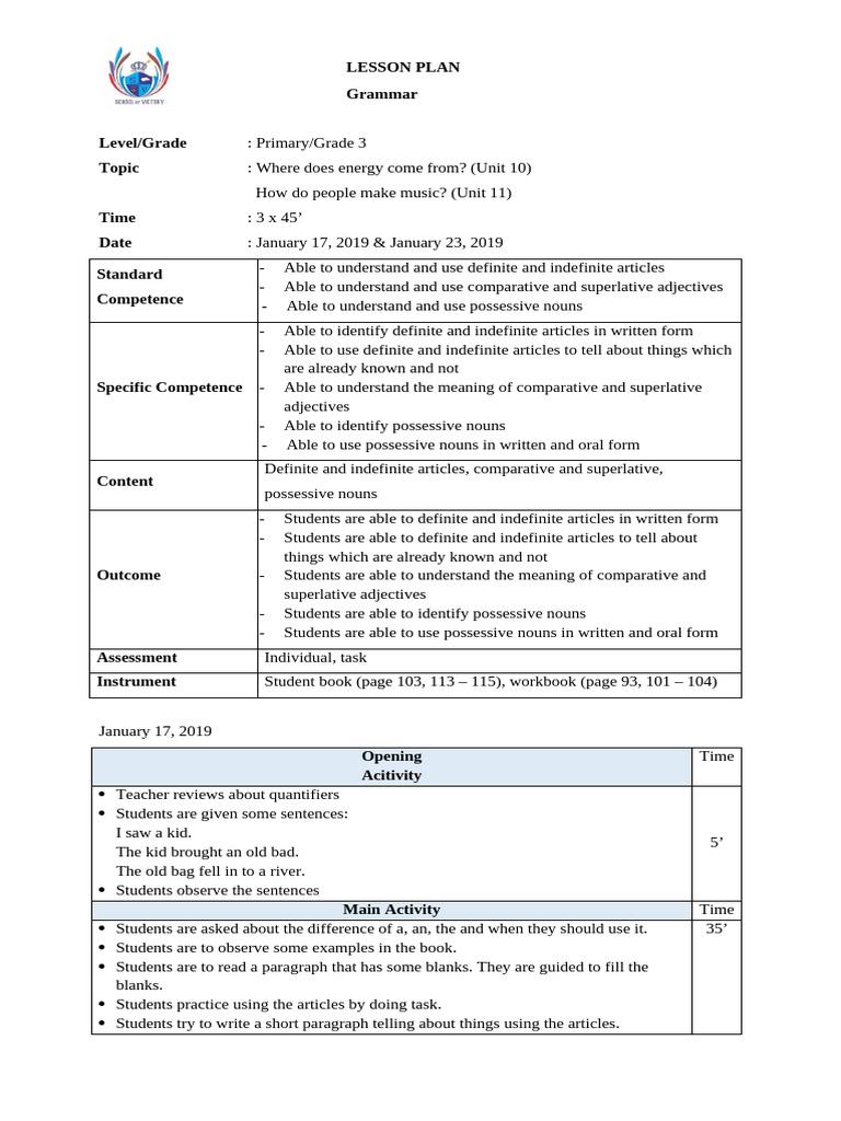 (Lessonplan) Grammar Od3 Unit 10 11 | PDF | Adjective | Noun