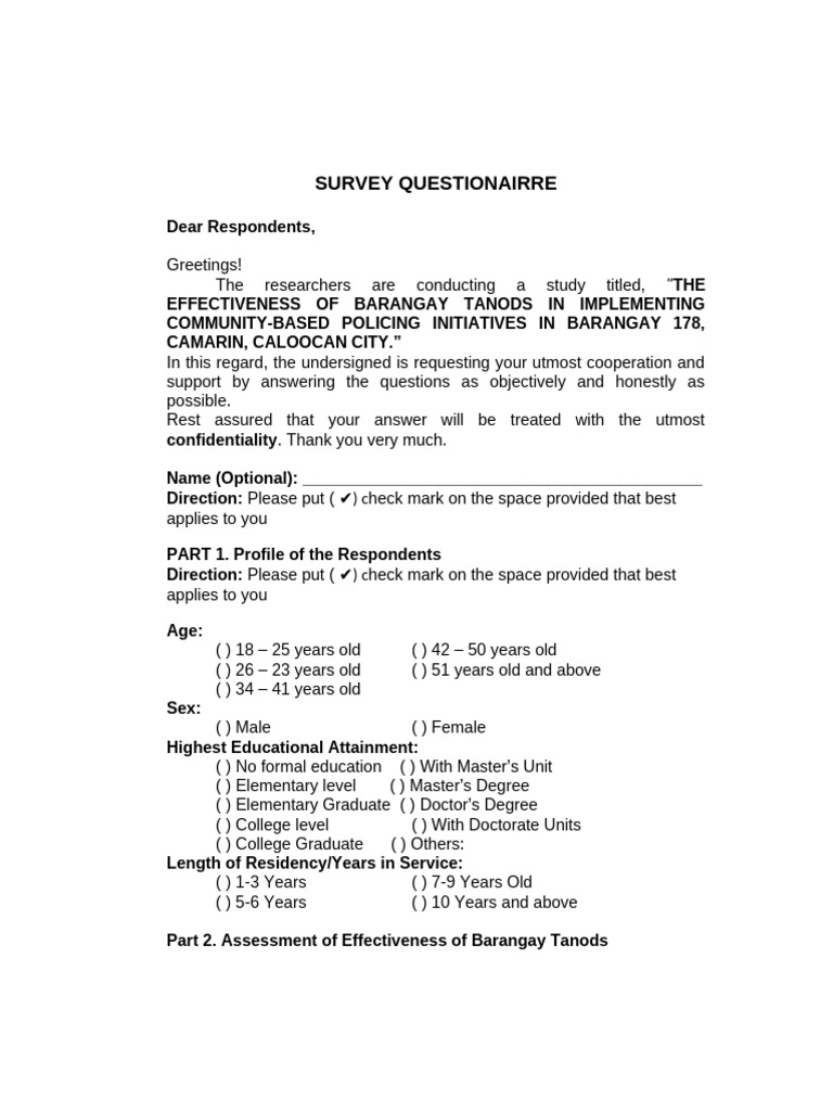 Research Questionnaire | PDF