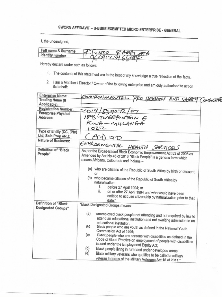 BEE Sworn Affidavit | PDF