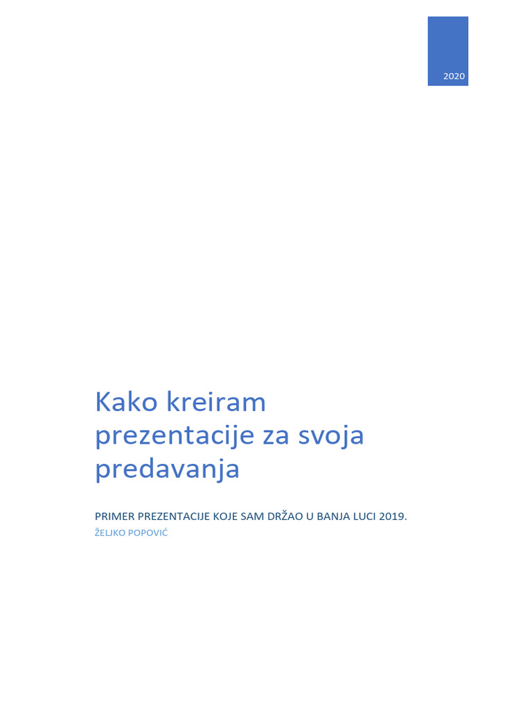 Kako Kreiram Prezentacije Za Svoja Predavanja | PDF