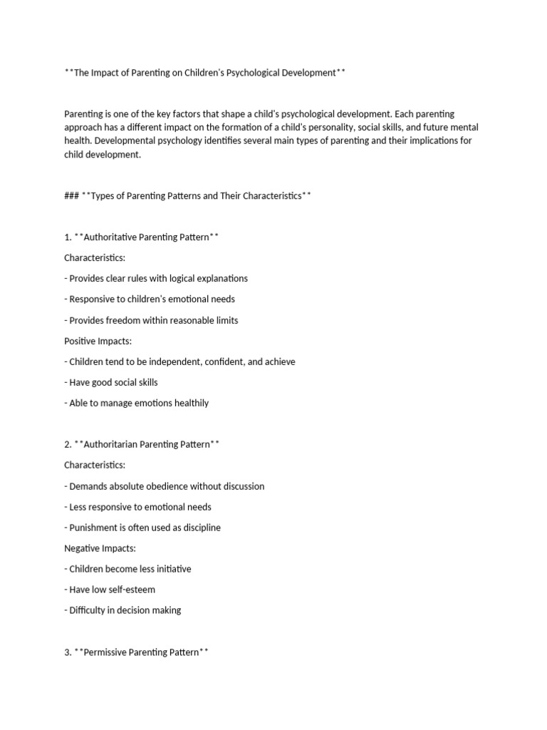 The Impact of Parenting on Children's Psychological Development | PDF ...
