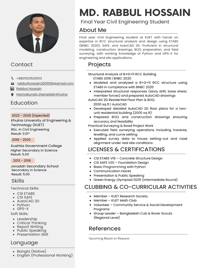 Resume of Rabbul Hossain | PDF | Engineering