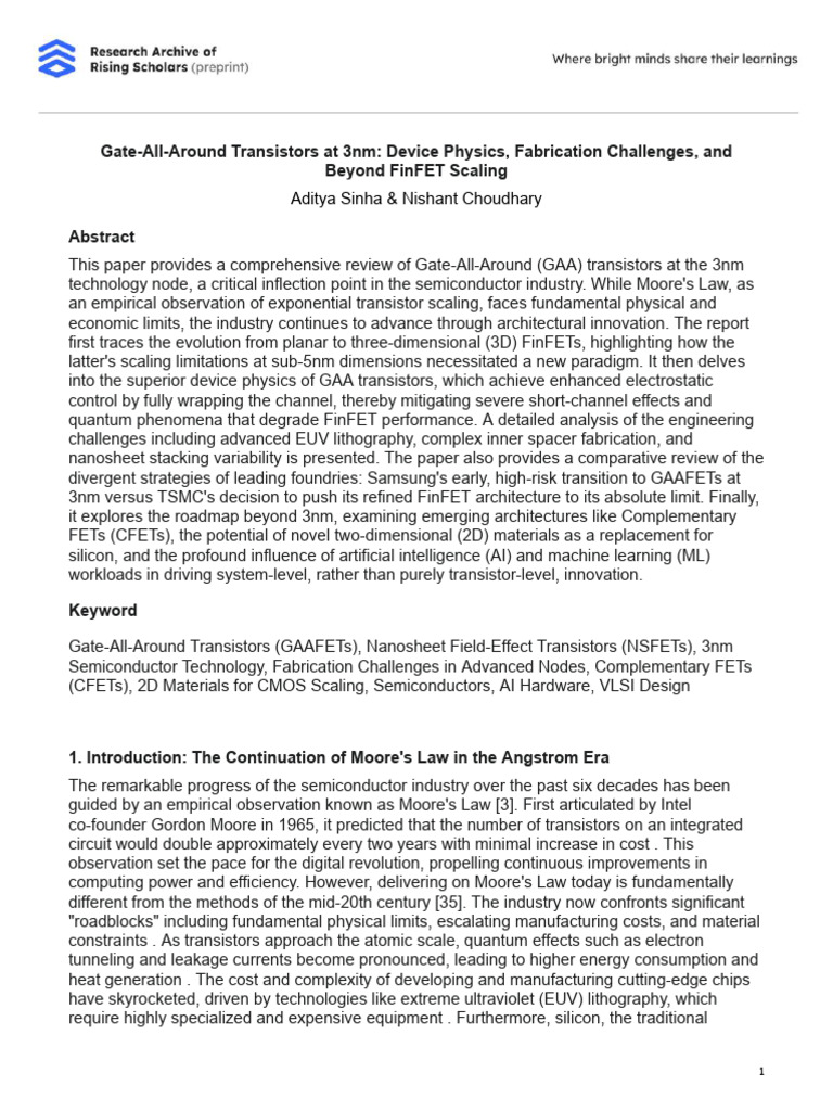 Gate-All-Around Transistors at 3nm Device Physics | PDF | Semiconductor ...