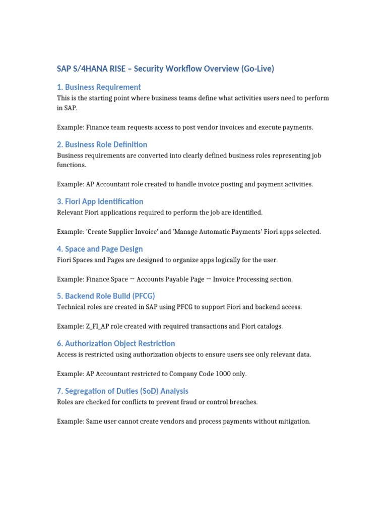 SAP S4HANA RISE Security Workflow Overview | PDF