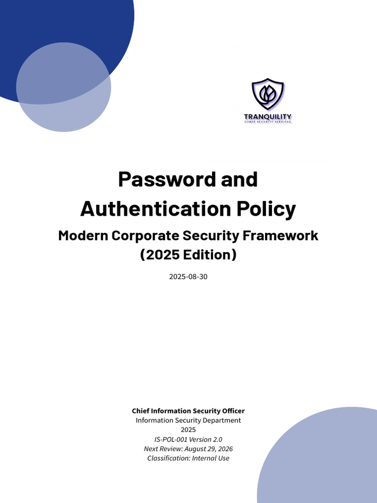Password and Authentication Policy | PDF | Password | Information Security