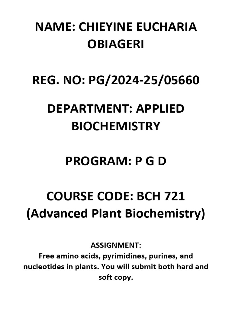 Assignment | PDF | Nucleotides | Biosynthesis