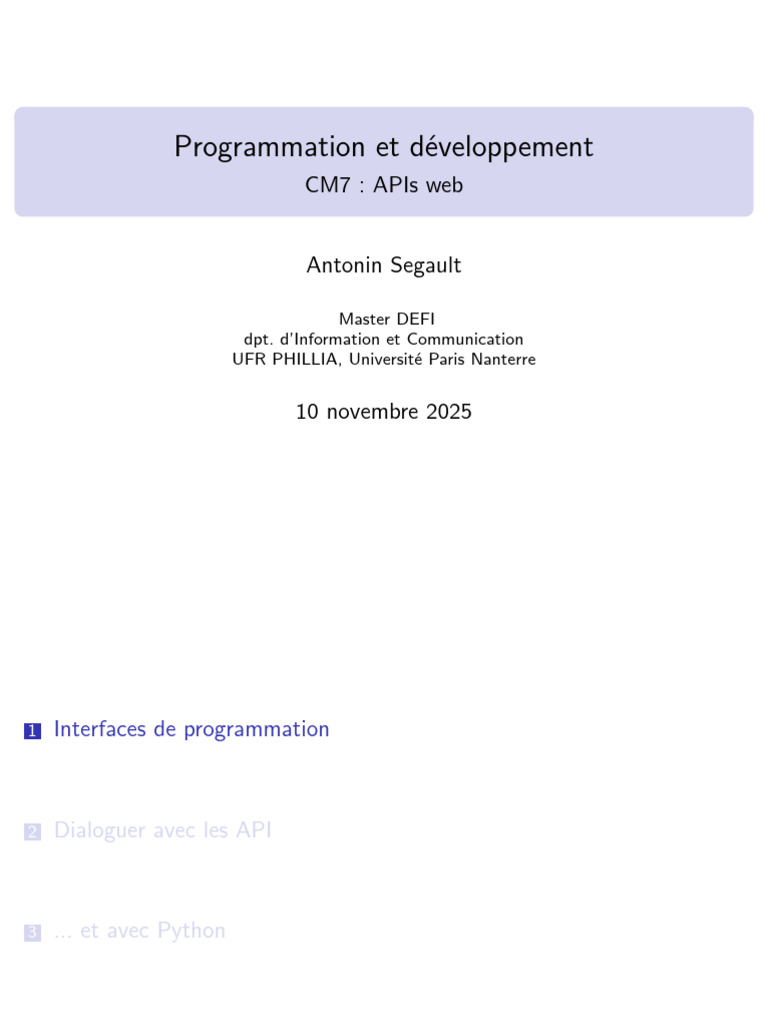Cours de Python - Master 2 DEFI CM7 | PDF | Informatique | Génie logiciel
