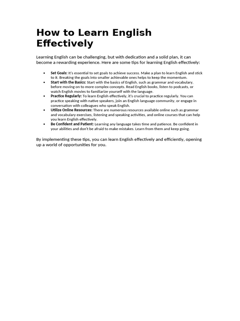 How to Learn English Effectively | PDF