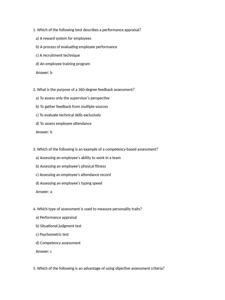 Employee Assessment | PDF | Performance Appraisal | Educational Assessment