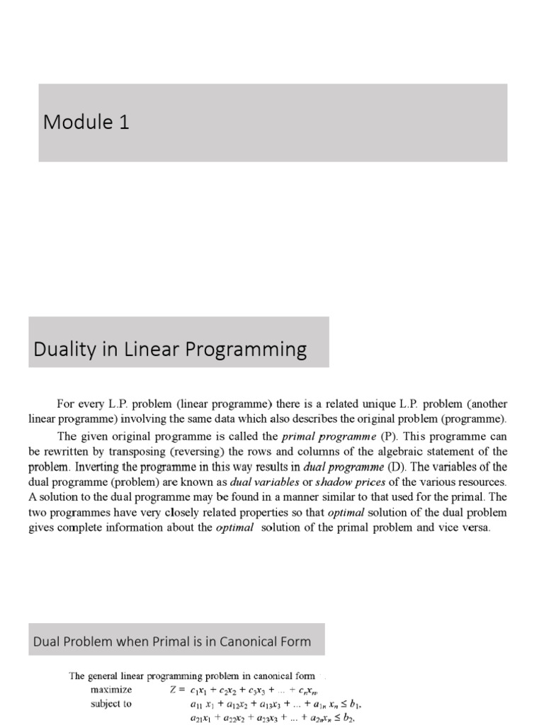 1. Duality Theory | PDF