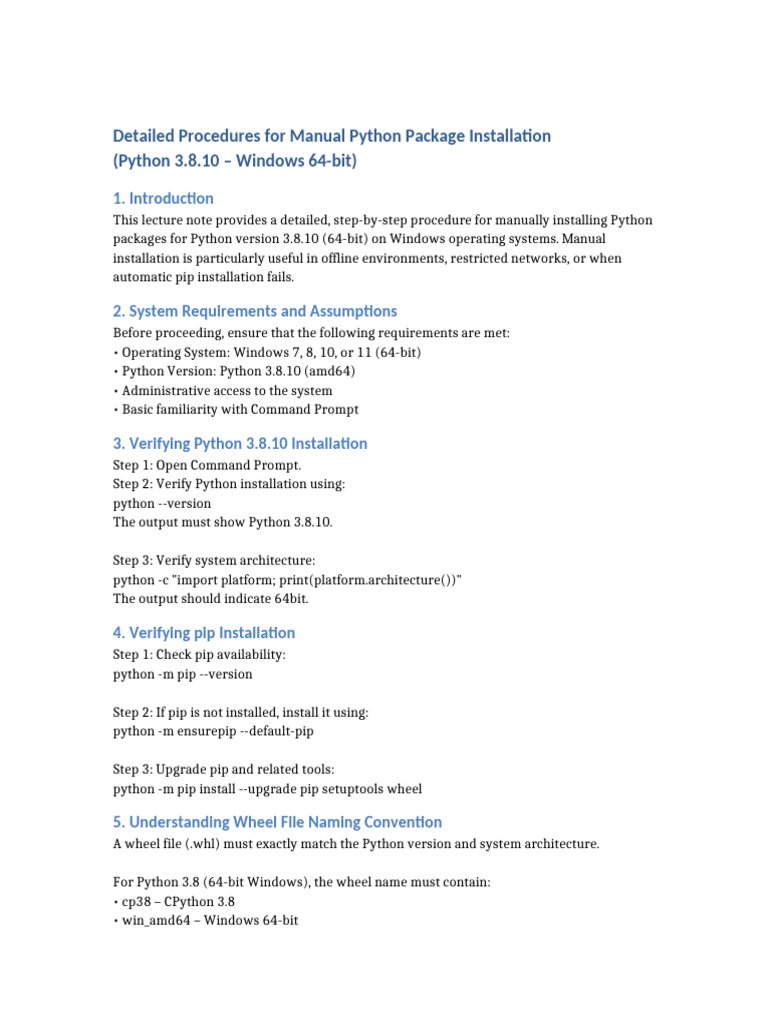 Manual Python Package Installation Python 3-8-10 Amd64 | PDF | Python ...