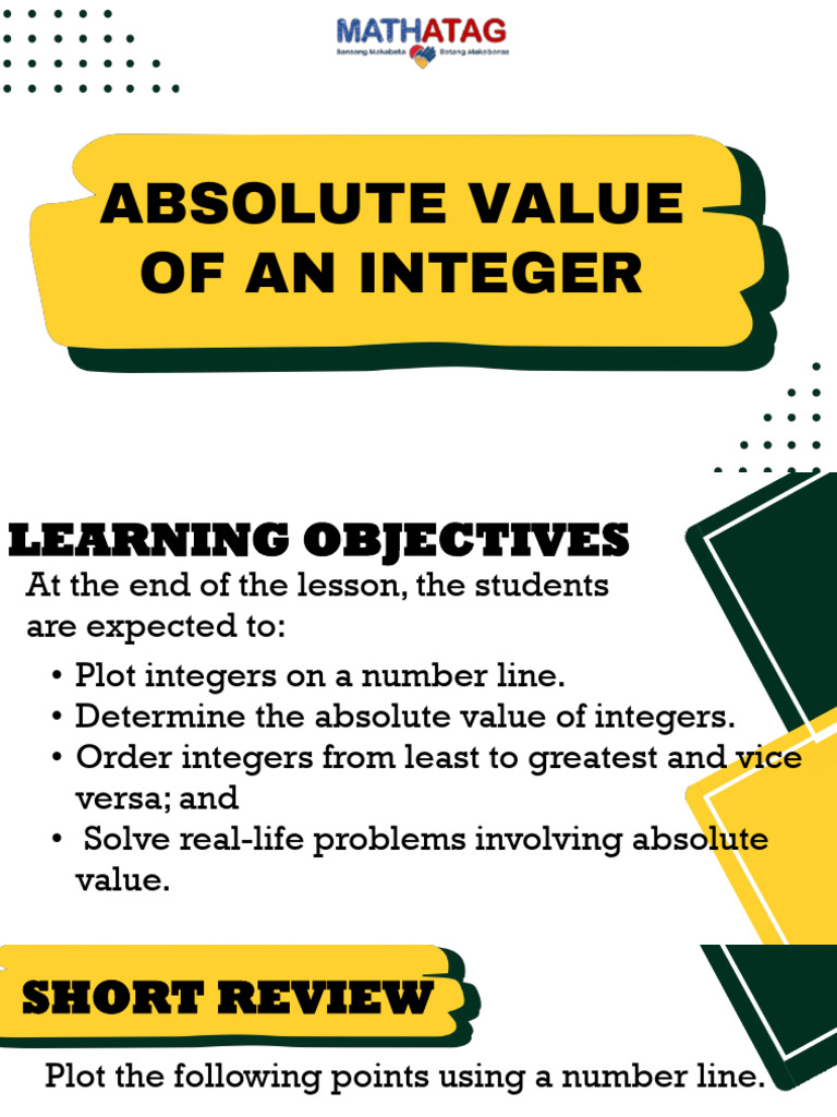 q3 - Week 8 Absolute Value | PDF | Numbers | Integer