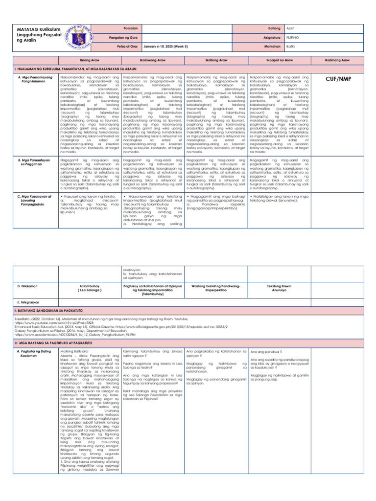 Q3 W4 Filipino 4 | PDF