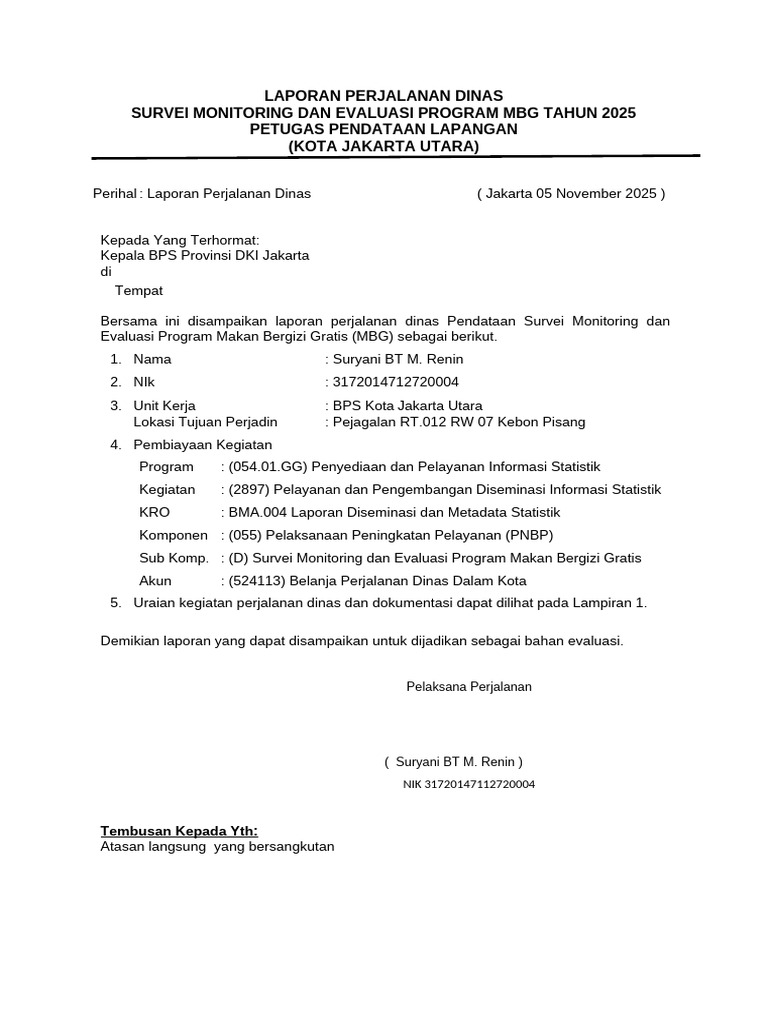Format Laporan Perjadin | PDF