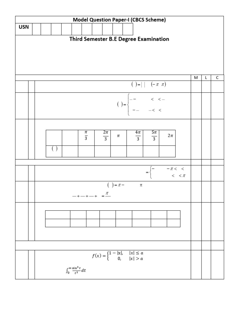 BMATEC301 Mathematics Model Question Paper 1 For EC Stream | PDF ...