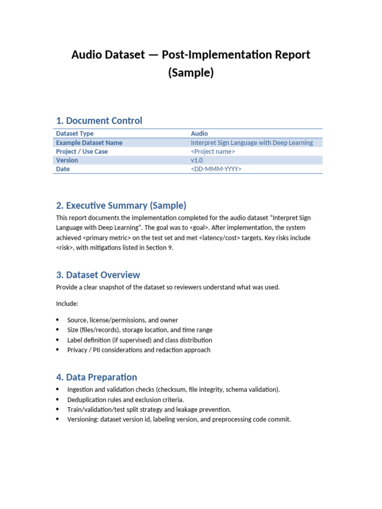 Audio Dataset Report Sample | PDF | Computing | Computer Engineering