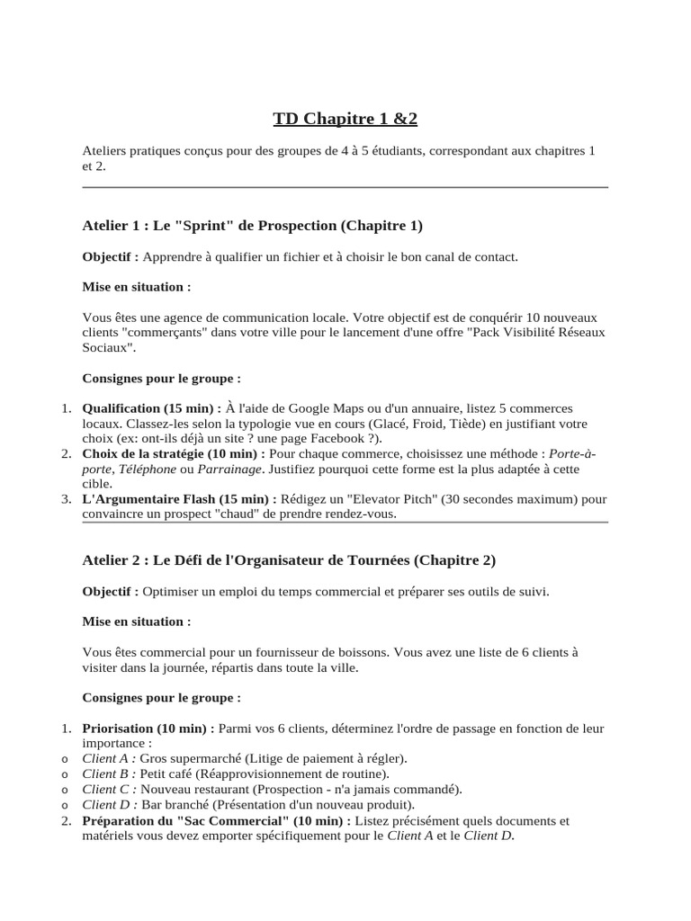 TD Chapitre 1 & 2 | PDF