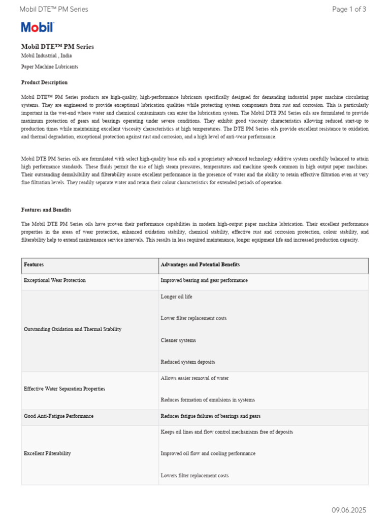 GL XX Mobil Dte PM Series | PDF | Lubricant | Bearing (Mechanical)