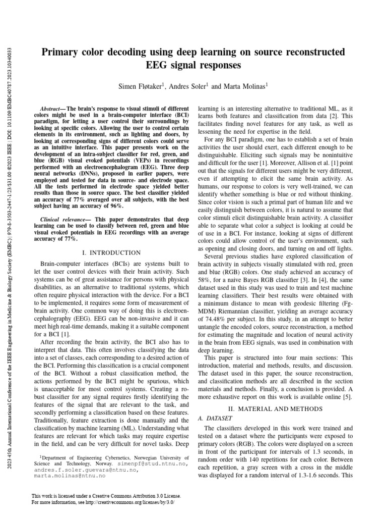Primary Color Decoding Using Deep Learning On Source Reconstructed EEG ...