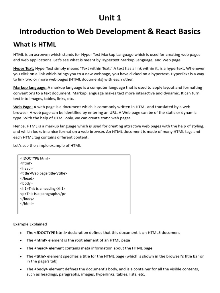 Unit 1 Notes MERN STACK | PDF | Html | Java Script