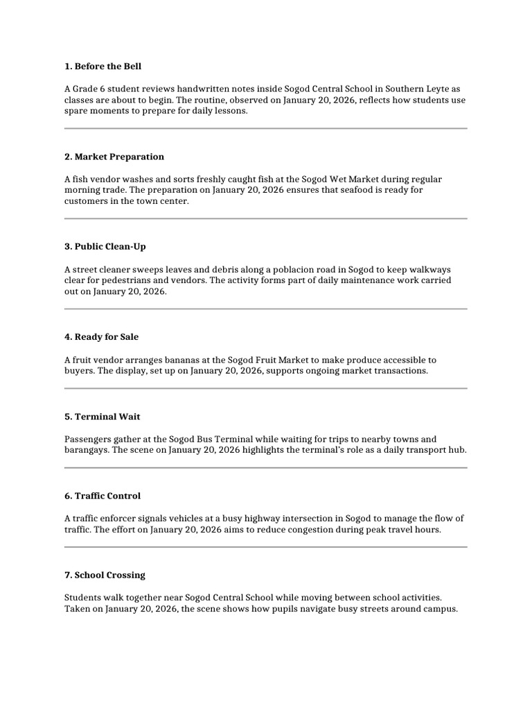 Sample Photojournalism Captions | PDF | Traffic | Road Transport